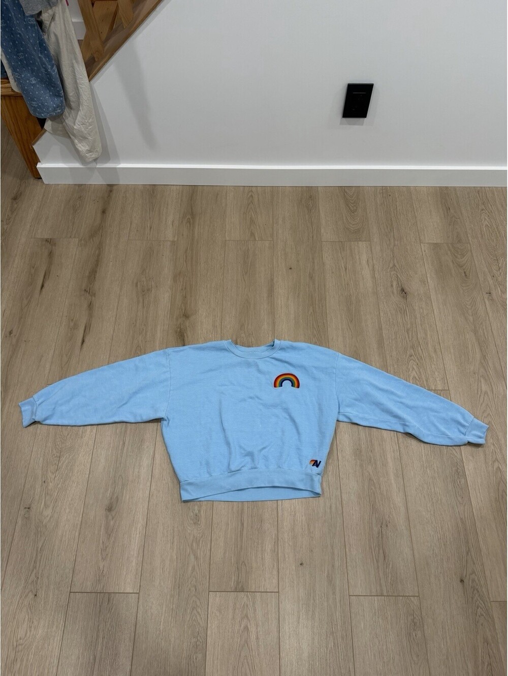 Aviator Nation Crew Sweatshirt Womens Extra Small Rainbow Embroidery XS